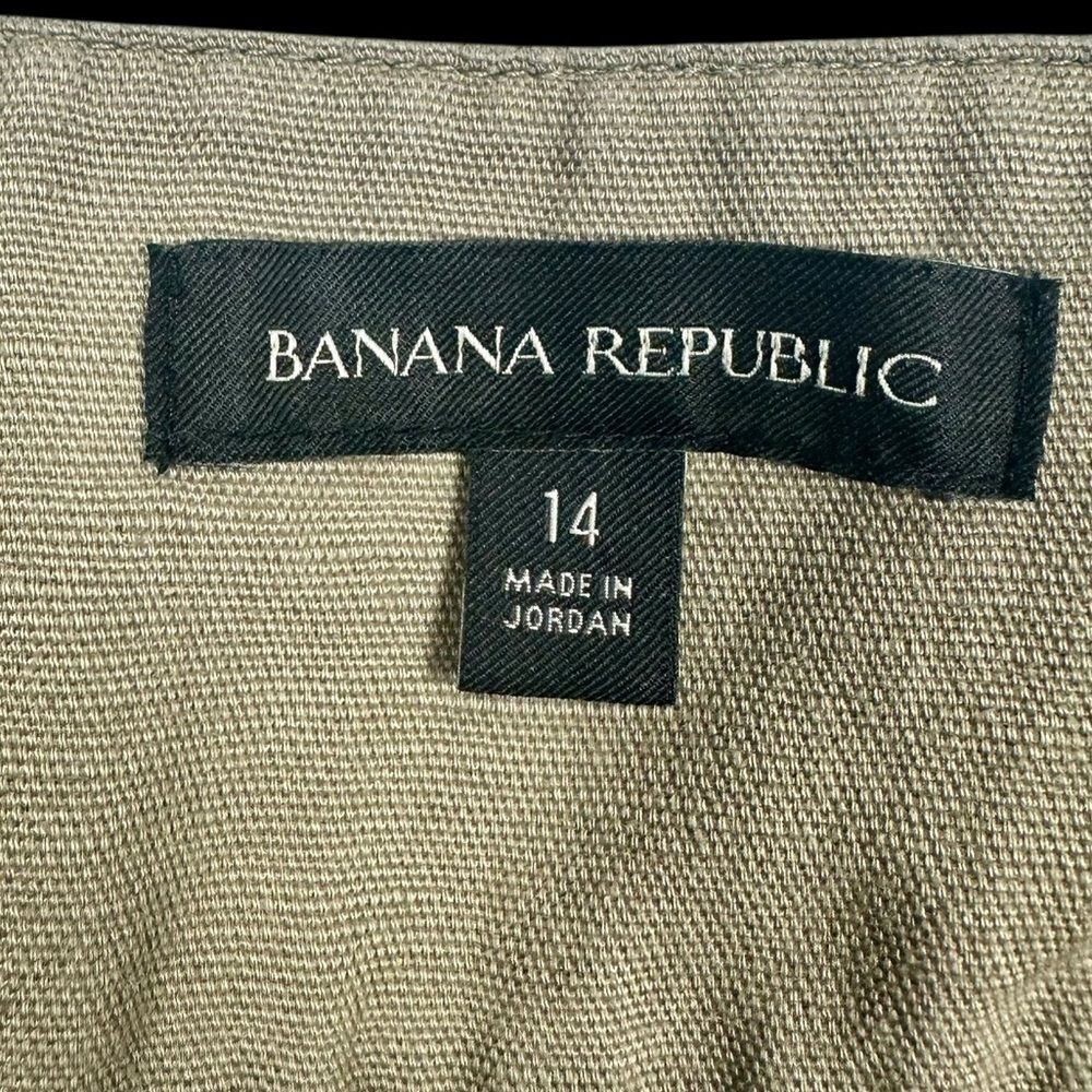 Banana Republic Women's Khaki-Green Linen Cotton Pleated Belted Shorts Size 14 - Picture 12 of 12